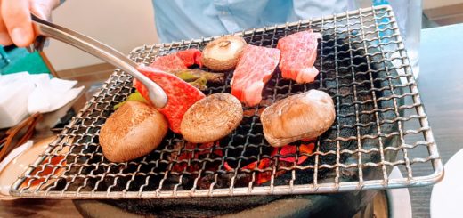 Yakiniku med wagyu och shitake-svampar