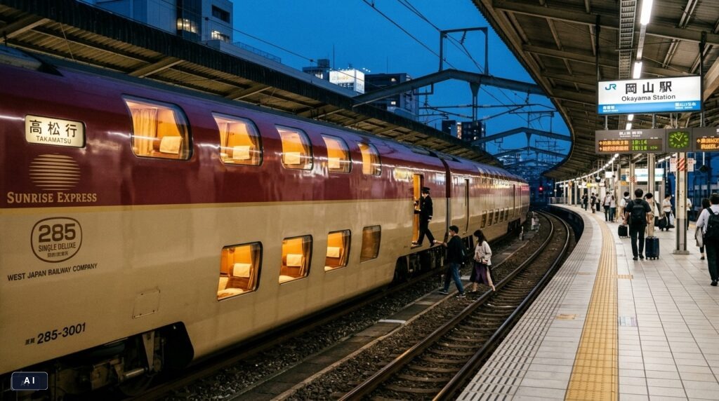 Det legendariska nattåget Sunrise Express redo för avgång i skymningen
